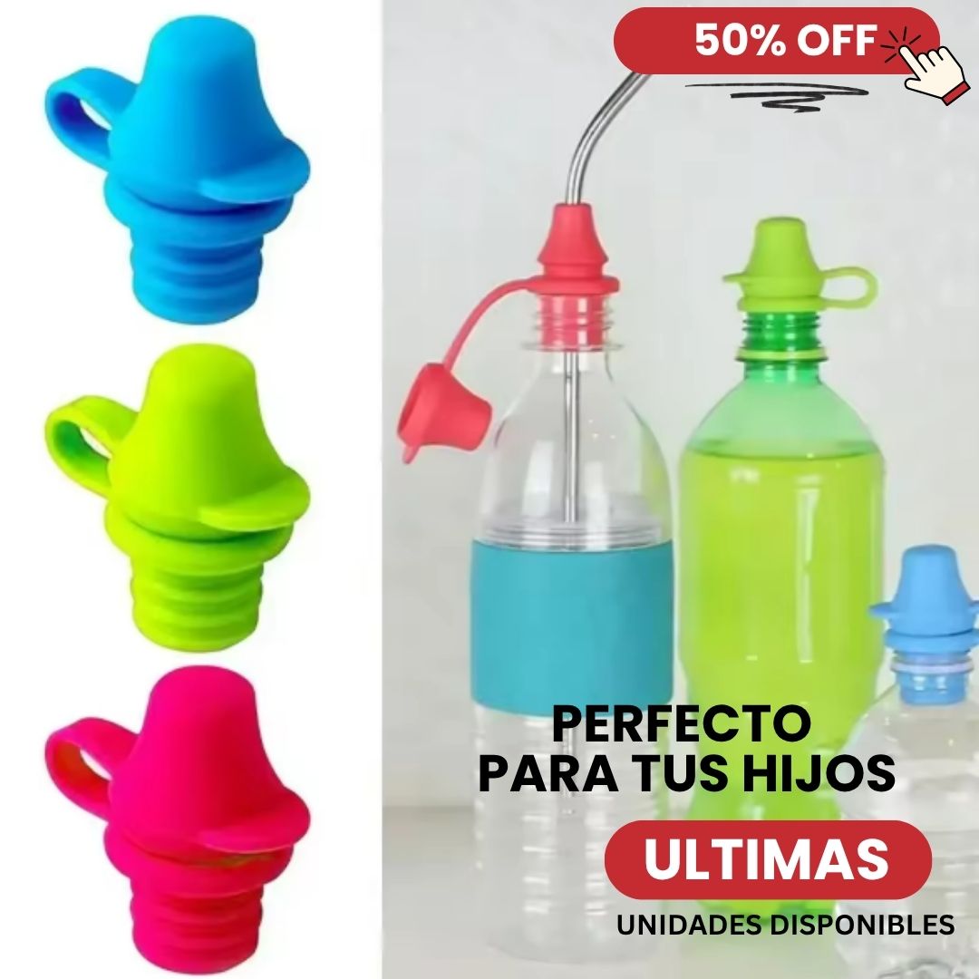 Tapa de botella antiderrames para niños - ¡🔥 Aprovecha el 50% OFF ahora y descubre el súper descuento del 80% OFF en el Pack x8! 🎁🛒✨