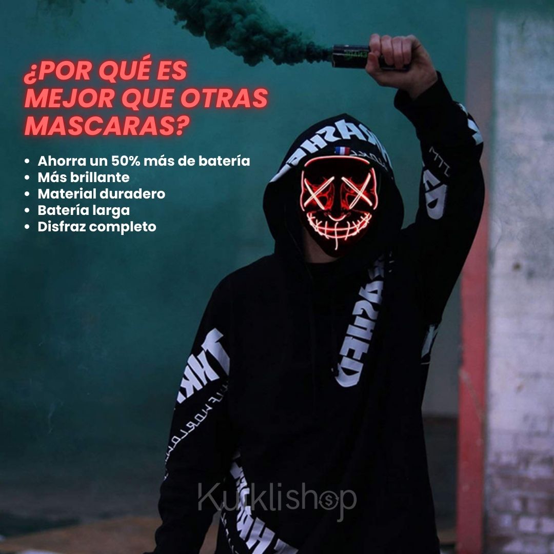 Mascara LED Disfraz HALOWEEN® 🎃👻 Pack Especial: 2 Máscaras LED con 36% de Descuento 🎁Solo Disponible Aquí 👇