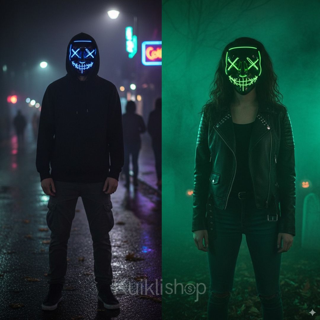 Mascara LED Disfraz HALOWEEN® 🎃👻 Pack Especial: 2 Máscaras LED con 36% de Descuento 🎁Solo Disponible Aquí 👇
