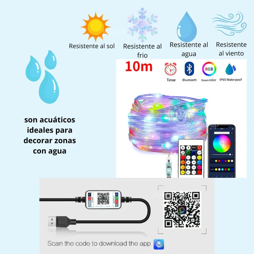 Luces Navideñas Premium LED RGB 10m Bluetooth®